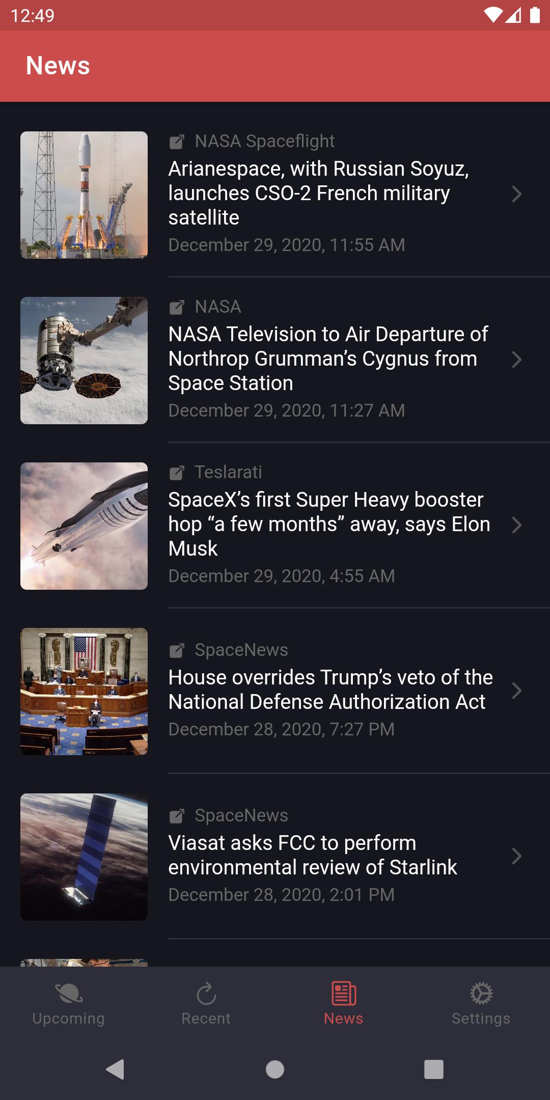 Rocket Watchr - SpaceX, NASA, etc. launch schedule