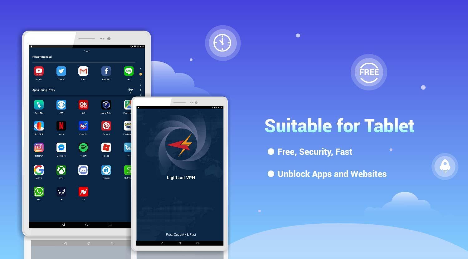 LightSail VPN, unblock websites and apps for free