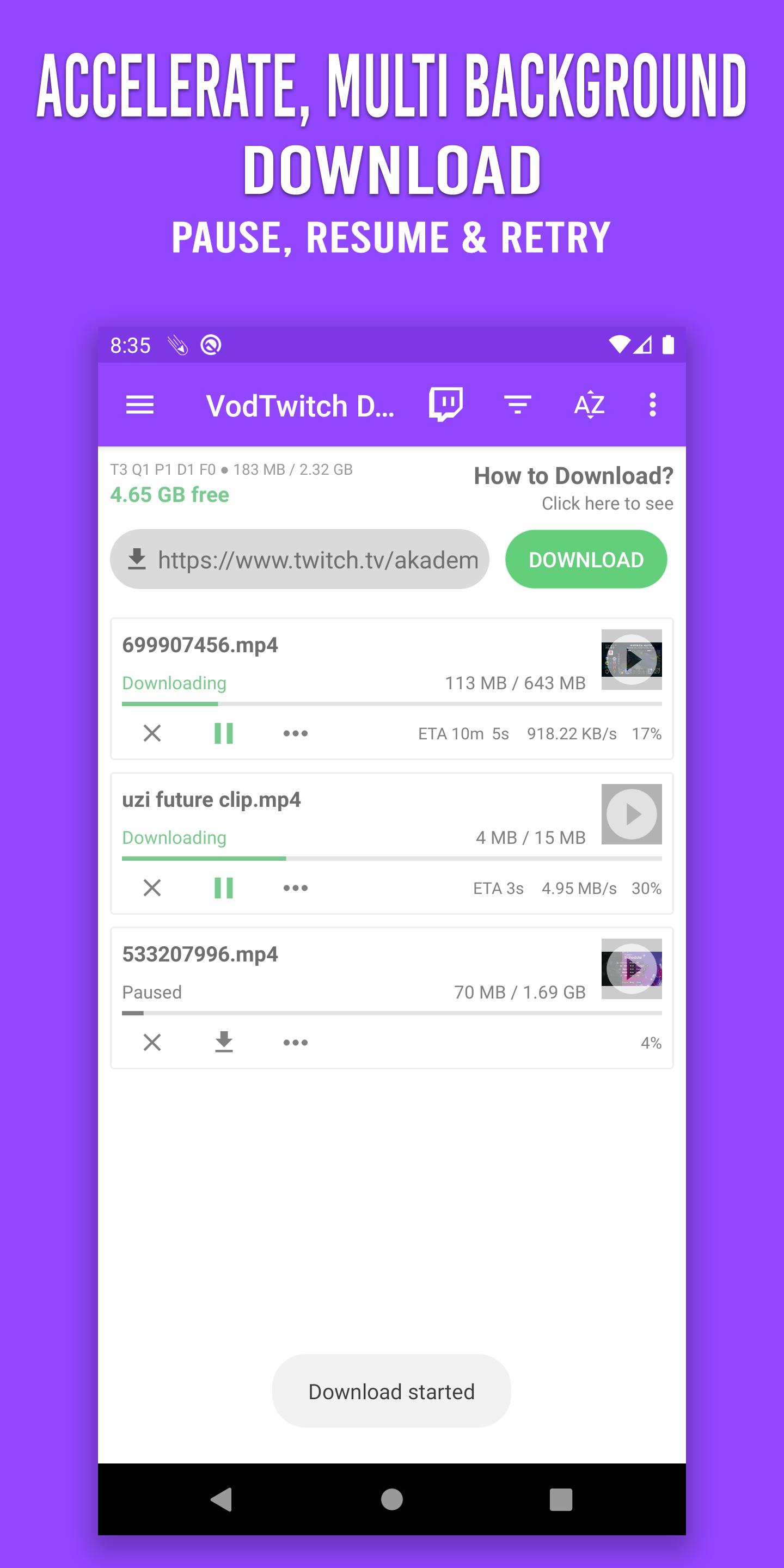Twitch 용 비디오 다운로드-VOD 및 클립 다운로더