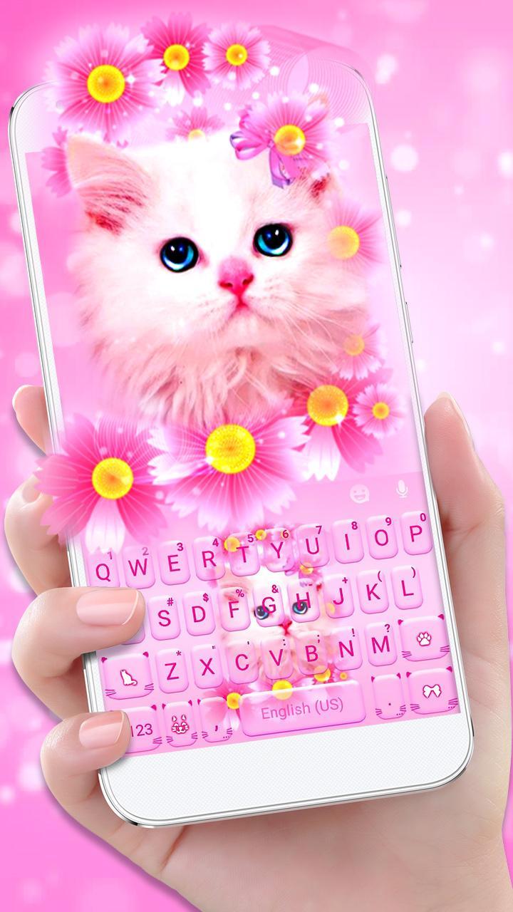 Pink Flowers Kitten 키보드 테마