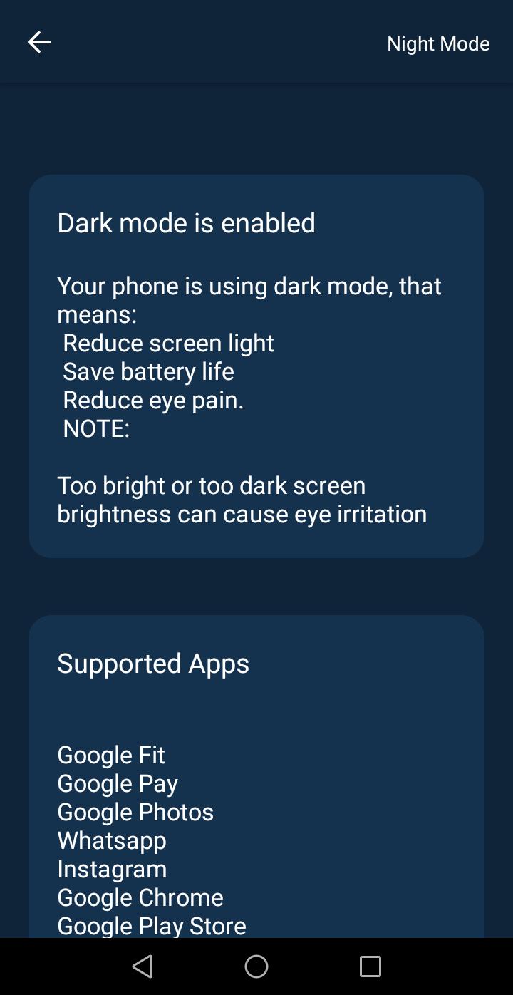 Night Mode:Dark Mode Enabler [No Root]