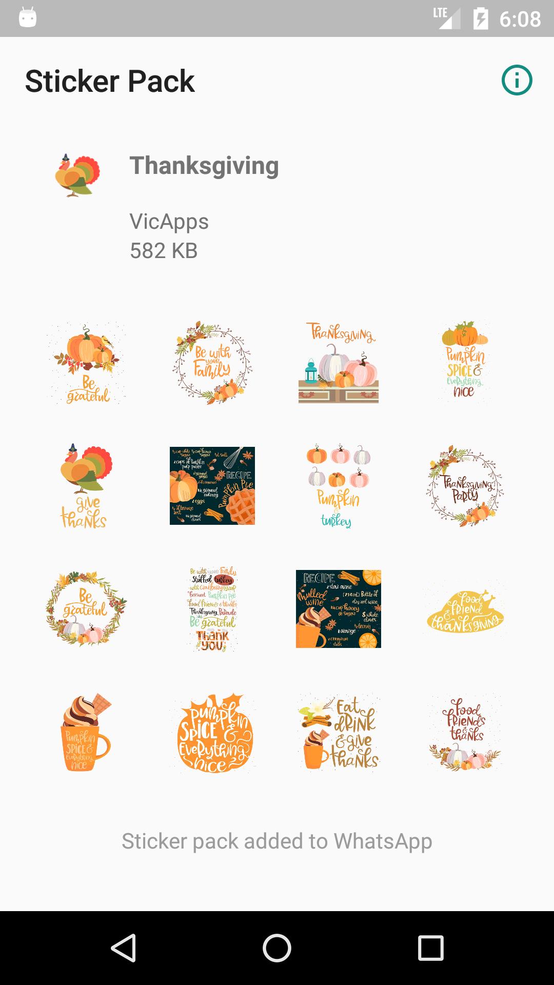 Thanksgiving stickers for WhatsApp . WAStickerApps