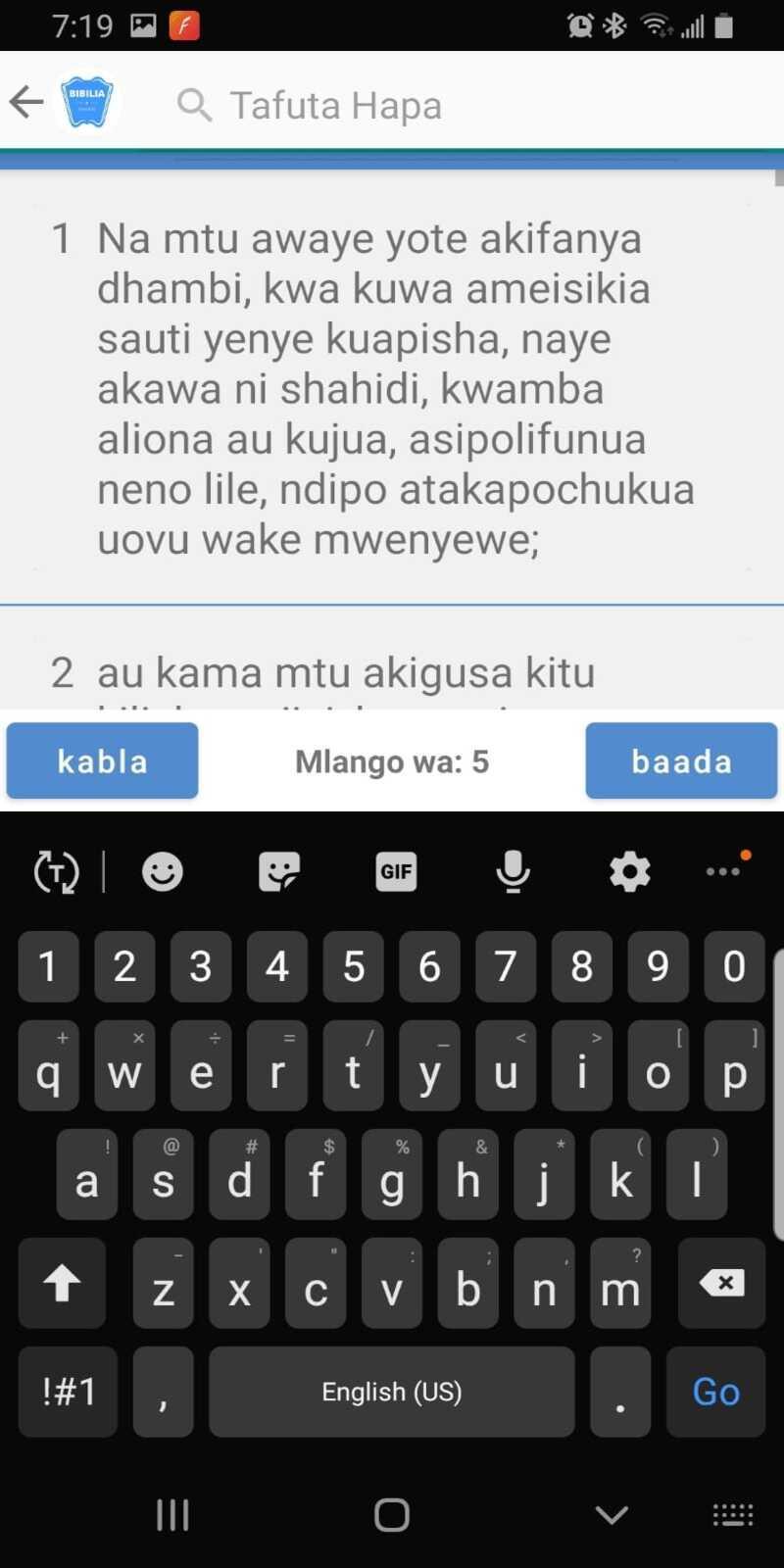 Bibilia Takatifu, Swahili Bible