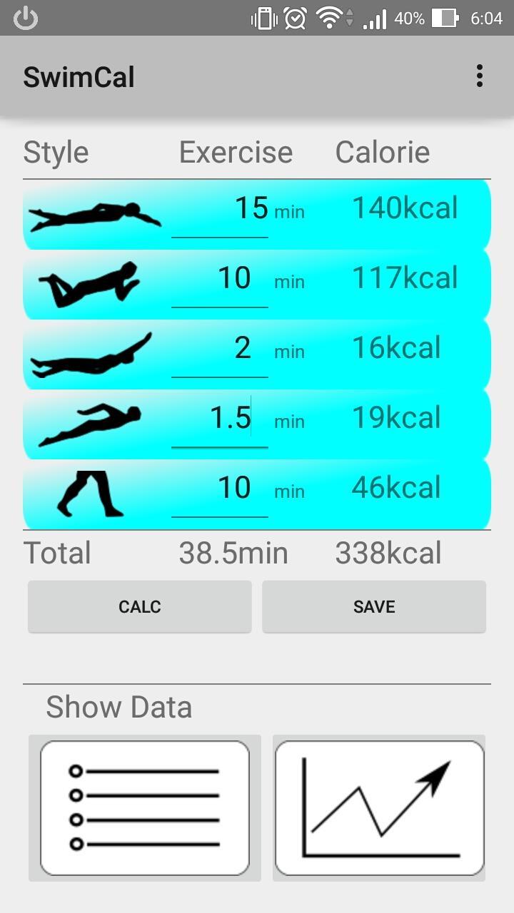 Swim Cal - calorie calculator